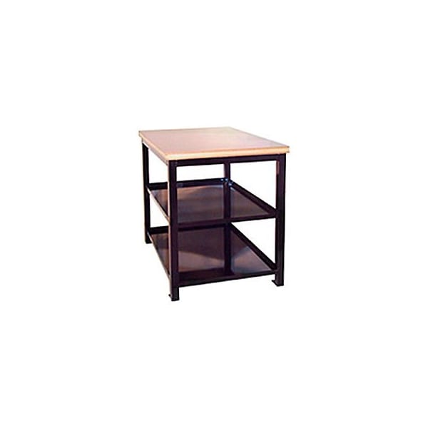 Built Rite Br Built-Rite Double Shelf Shop Stand, Maple Butcher Block Square Edge, 18"W x 24"D x 30"H, Gray S212B94-GY - main
